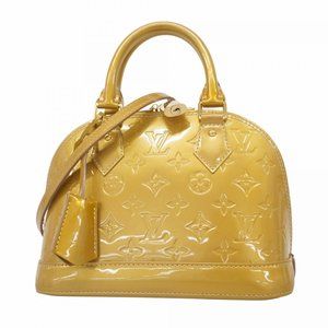 Louis Vuitton Vernis Alma BB Handbag M91752 Beige Poodle Women's